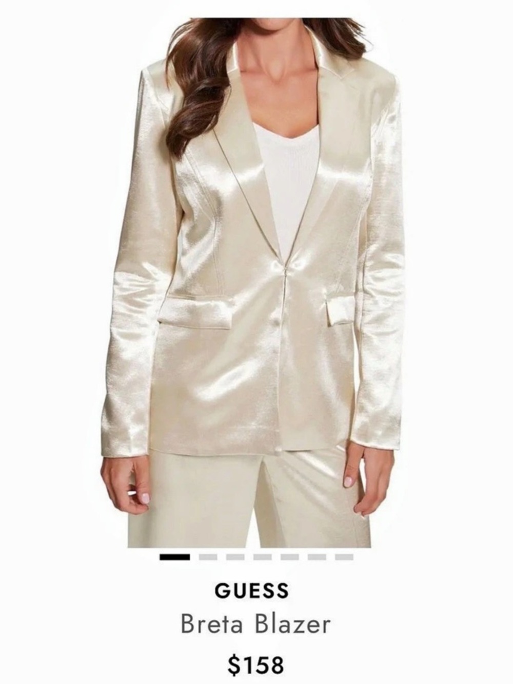 NEW GUESS Breta Blazer Satin Cream Size XS